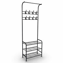 Oypla Coat Umbrella Stand Hat Shoe Rack Heavy Duty All Metal Black