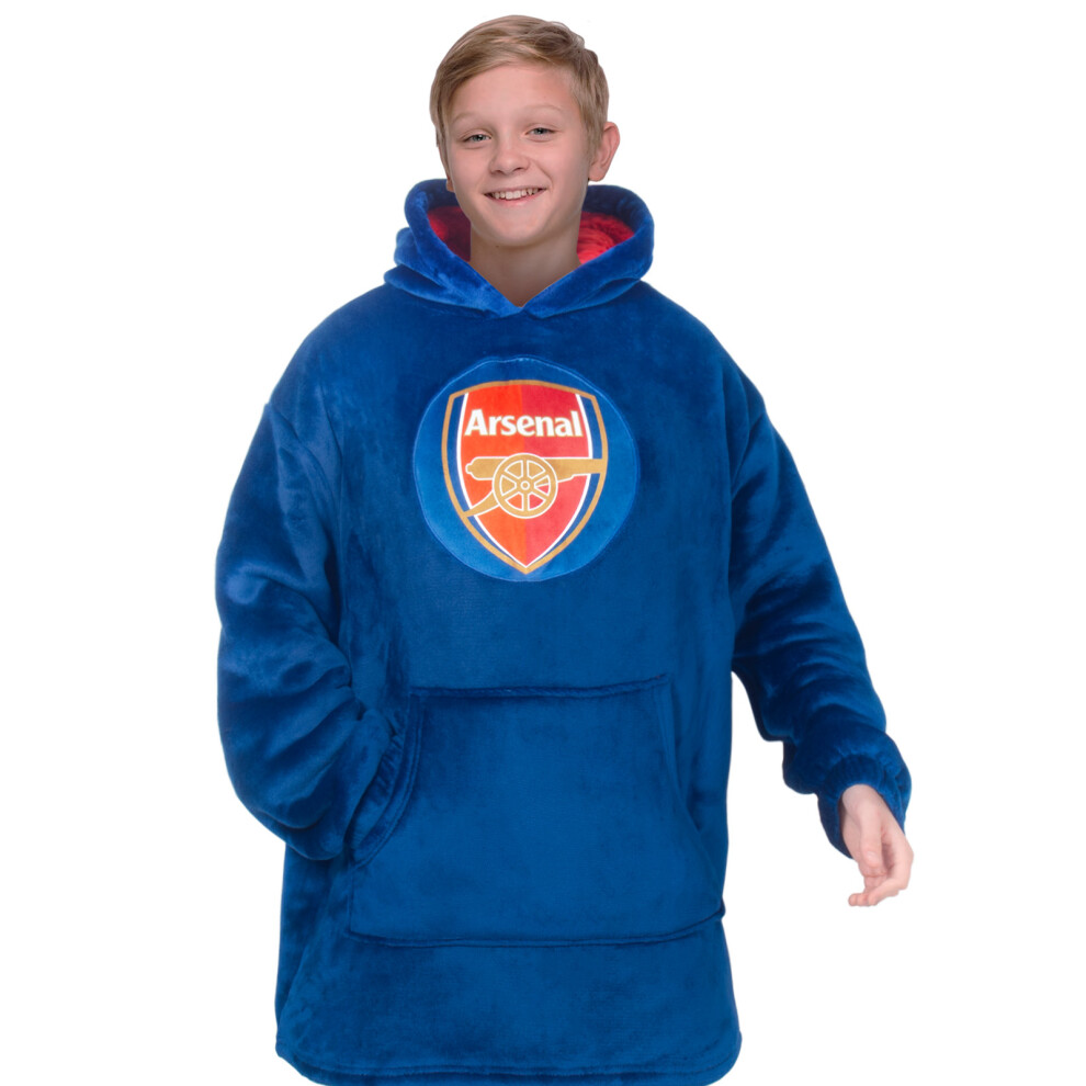 Arsenal Fc Arsenal Kids Oversized Hoodie Blanket Official Football Navy 10-14 Years