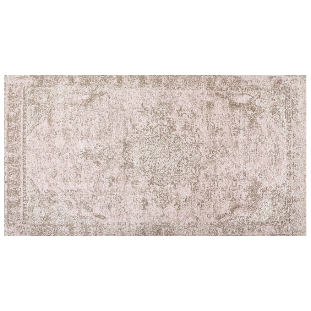 Beliani Rug Matarim Pink 80 X 150 Cm Cotton