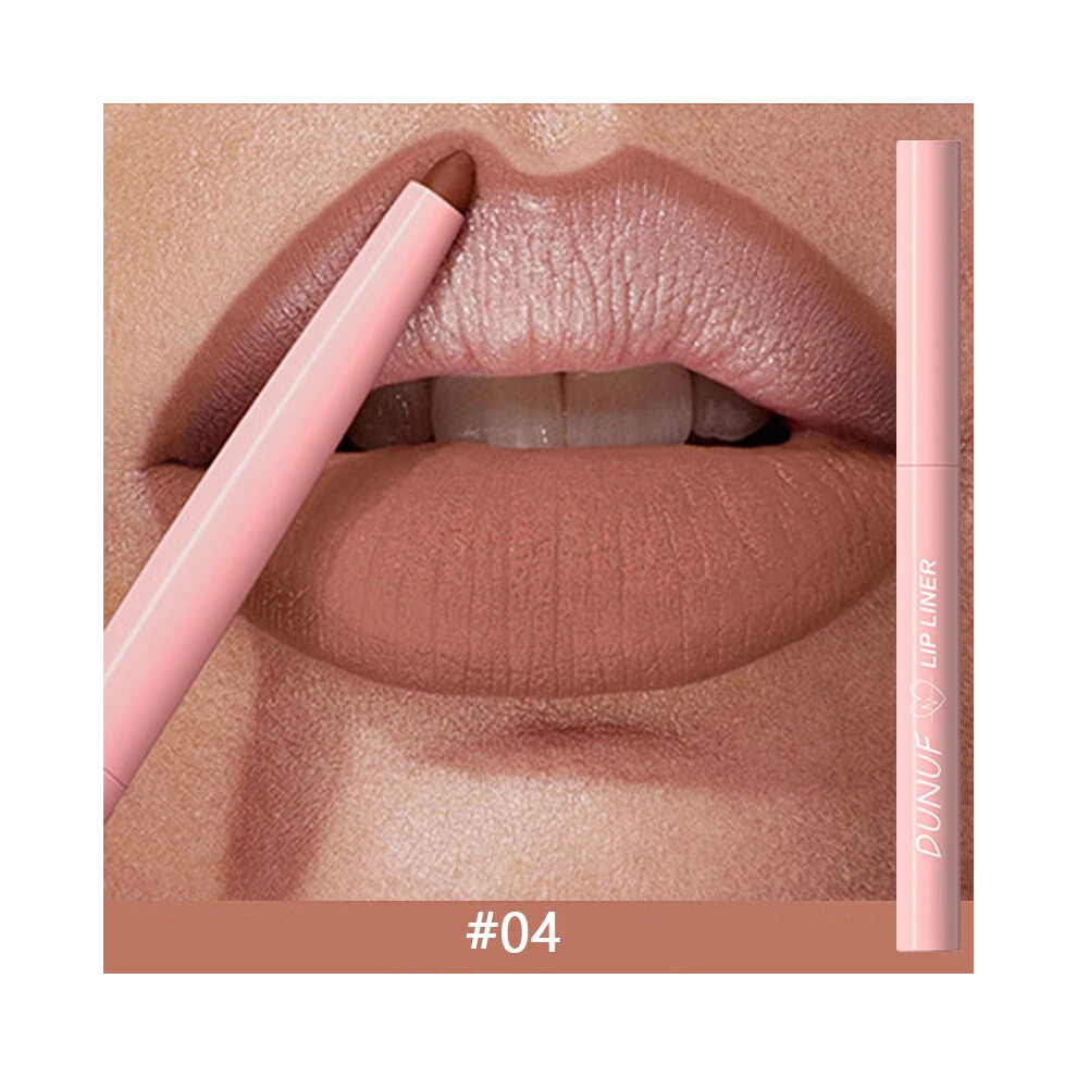 My Store (04, 0.25G) 12 Colors Matte Red Brown Lipliner Pencil Waterproof Non-Stick Cup Slim Lipstick Make Up Nude Pink Lip Liner Outline Lip Contour