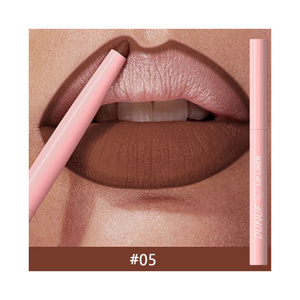 My Store (05, 0.25G) 12 Colors Matte Red Brown Lipliner Pencil Waterproof Non-Stick Cup Slim Lipstick Make Up Nude Pink Lip Liner Outline Lip Contour