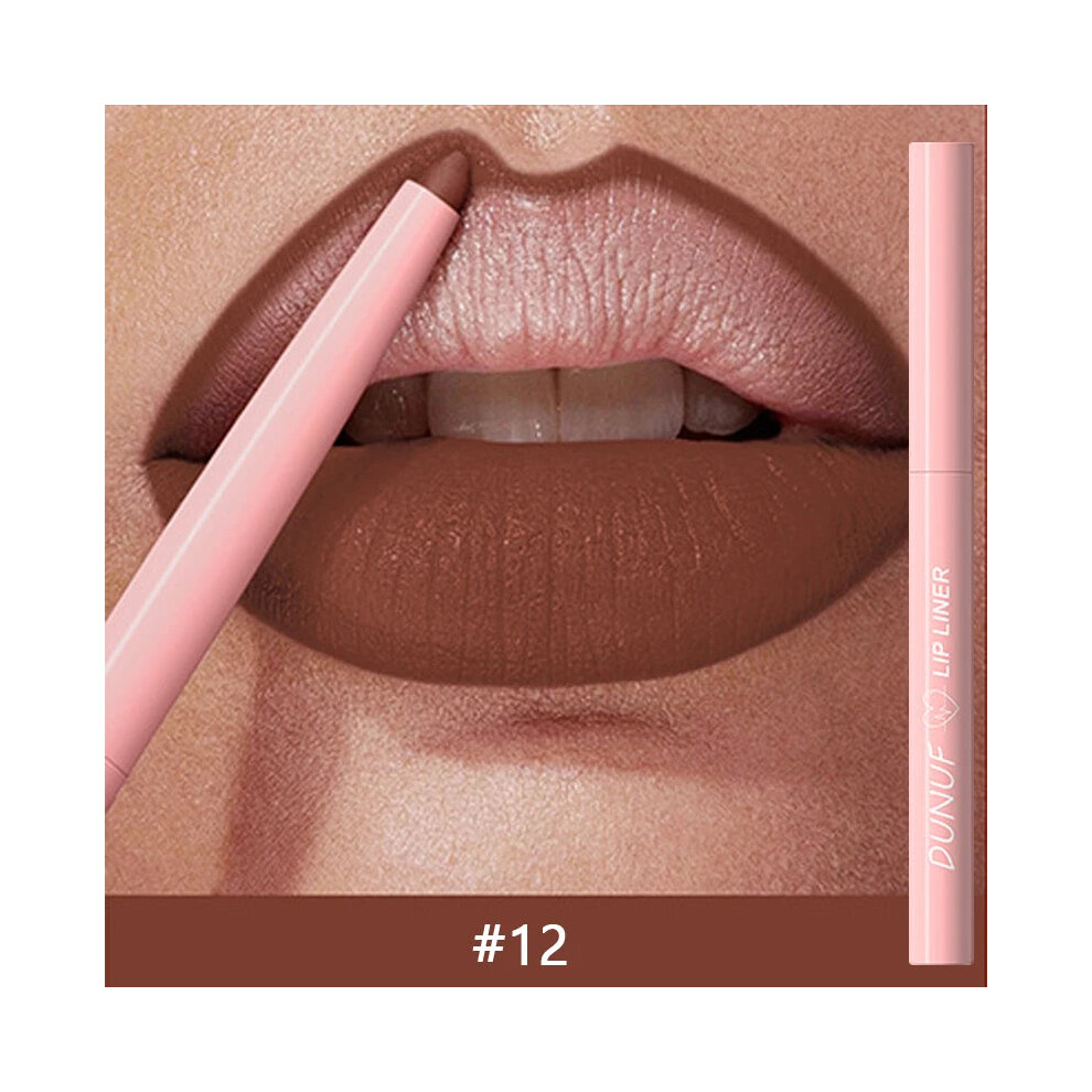 My Store (12, 0.25G) 12 Colors Matte Red Brown Lipliner Pencil Waterproof Non-Stick Cup Slim Lipstick Make Up Nude Pink Lip Liner Outline Lip Contour