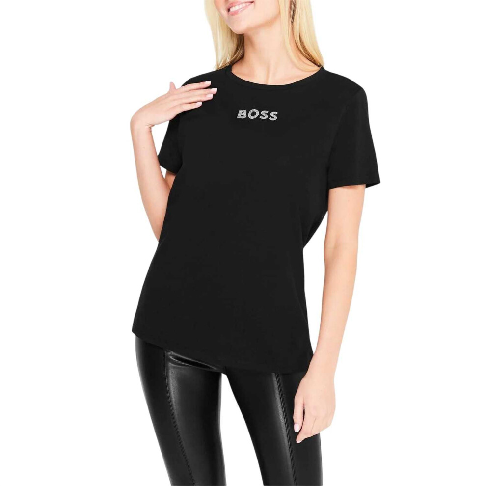 Hugo Boss (10 Uk, Black) Womens/Ladies Diamante Logo T-Shirt