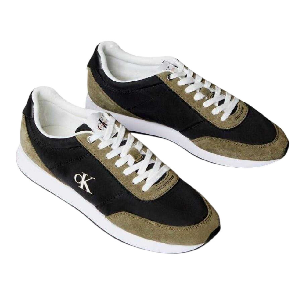 Calvin Klein (9 Uk, Black/White) Mens Retro Flat Trainers