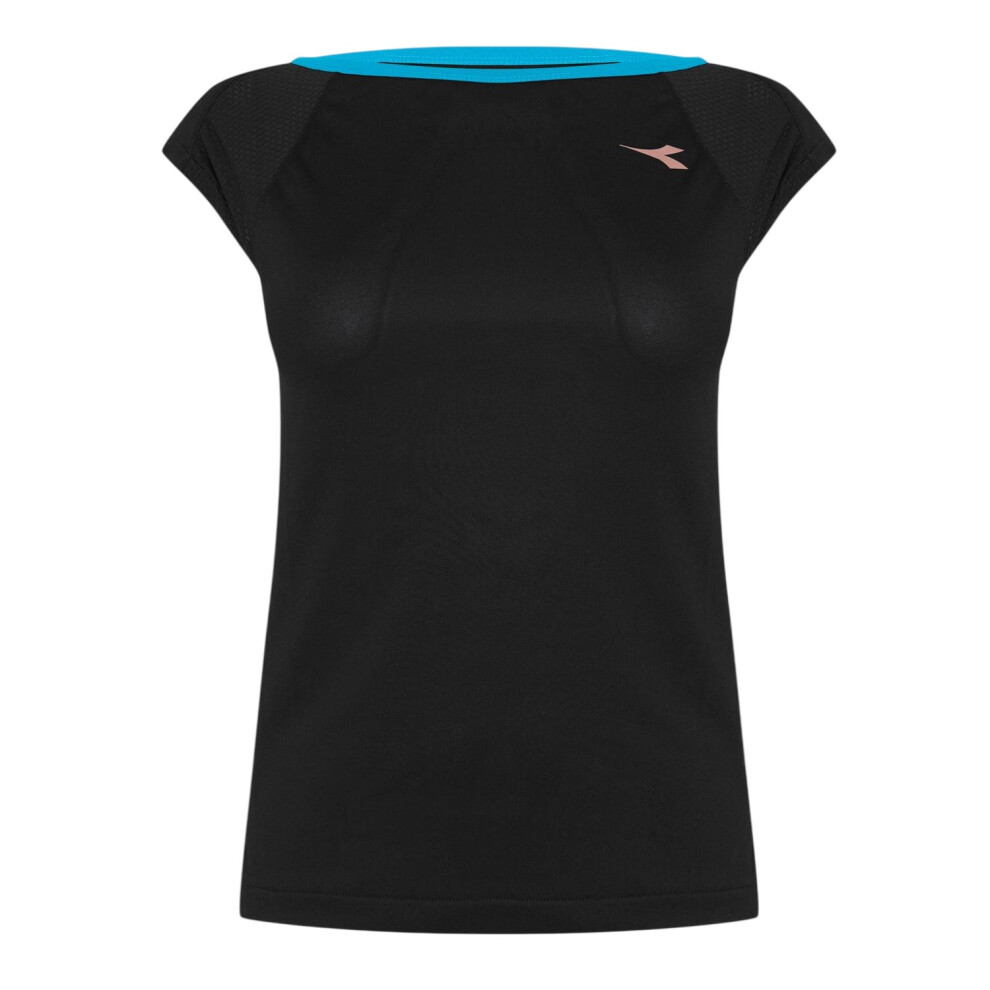 Diadora (12 Uk, Black) Womens/Ladies Logo Crew Neck T-Shirt