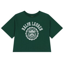 (12-14 Years, New Forest) Ralph Lauren Girls Polo Logo Crew Neck Crop T-Shirt