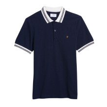 (XXL, True Navy) Farah Mens Regular Short-Sleeved Polo Shirt