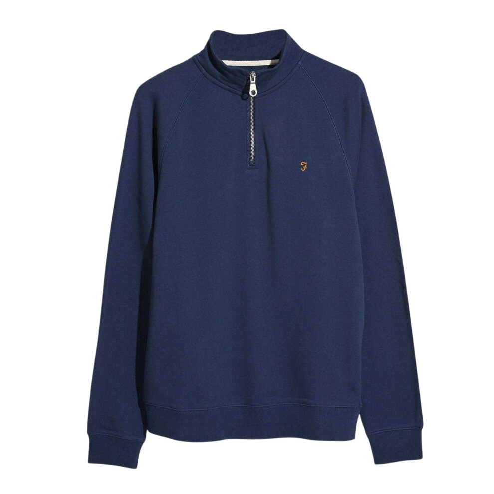 Farah (S, Blue Tide) Mens Quarter Zip Sweatshirt
