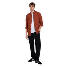(M, Teak) Farah Mens Vintage Oxford Long-Sleeved Button-Down Shirt