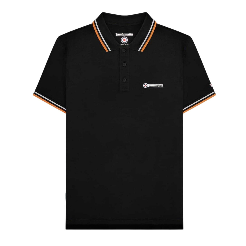 Lambretta (S, Black/White) Mens Tipped Polo Shirt