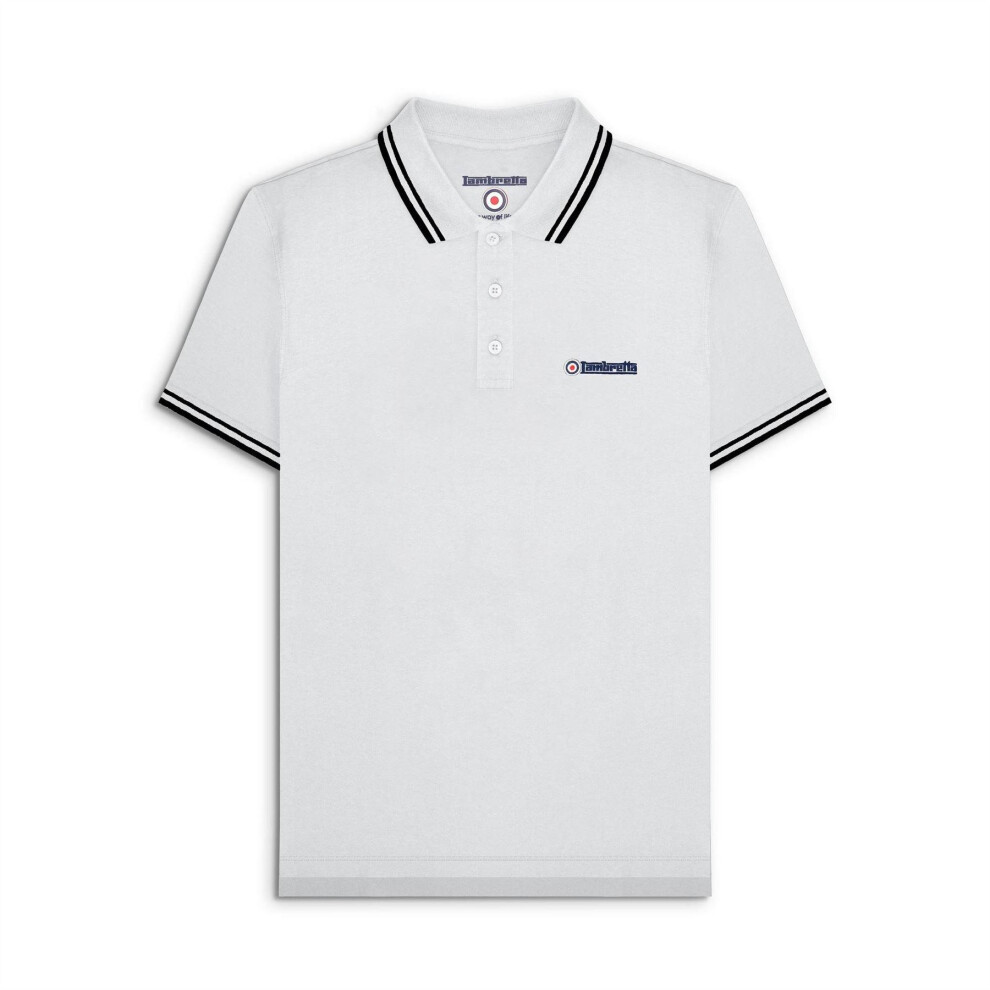 Lambretta (M, White/Black) Mens Tipped Polo Shirt