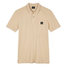 (S, Beige) Paul Smith Mens Patch Cotton Logo Polo Shirt