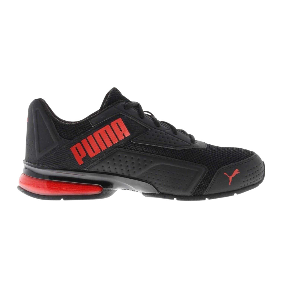 Puma (9.5 Uk, Black/Red) Mens Leader Bold Leather Trainers