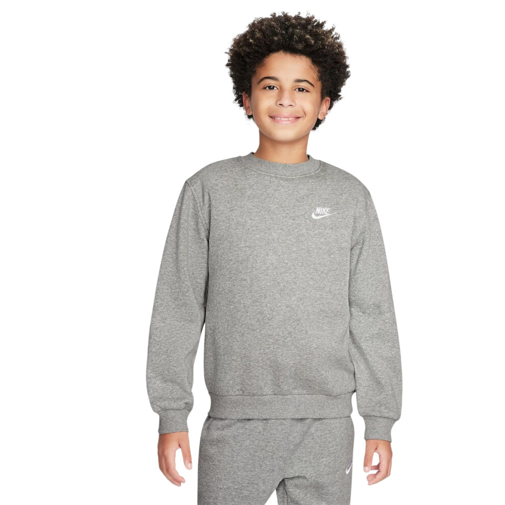 Nike (11-12 Years, Grey) Childrens/Kids Club Embroidered Logo Sport Sweatshirt