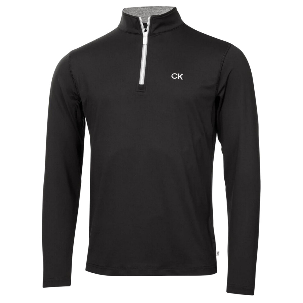 Calvin Klein (S, Black) Mens Albany Half Zip Golf Sweatshirt