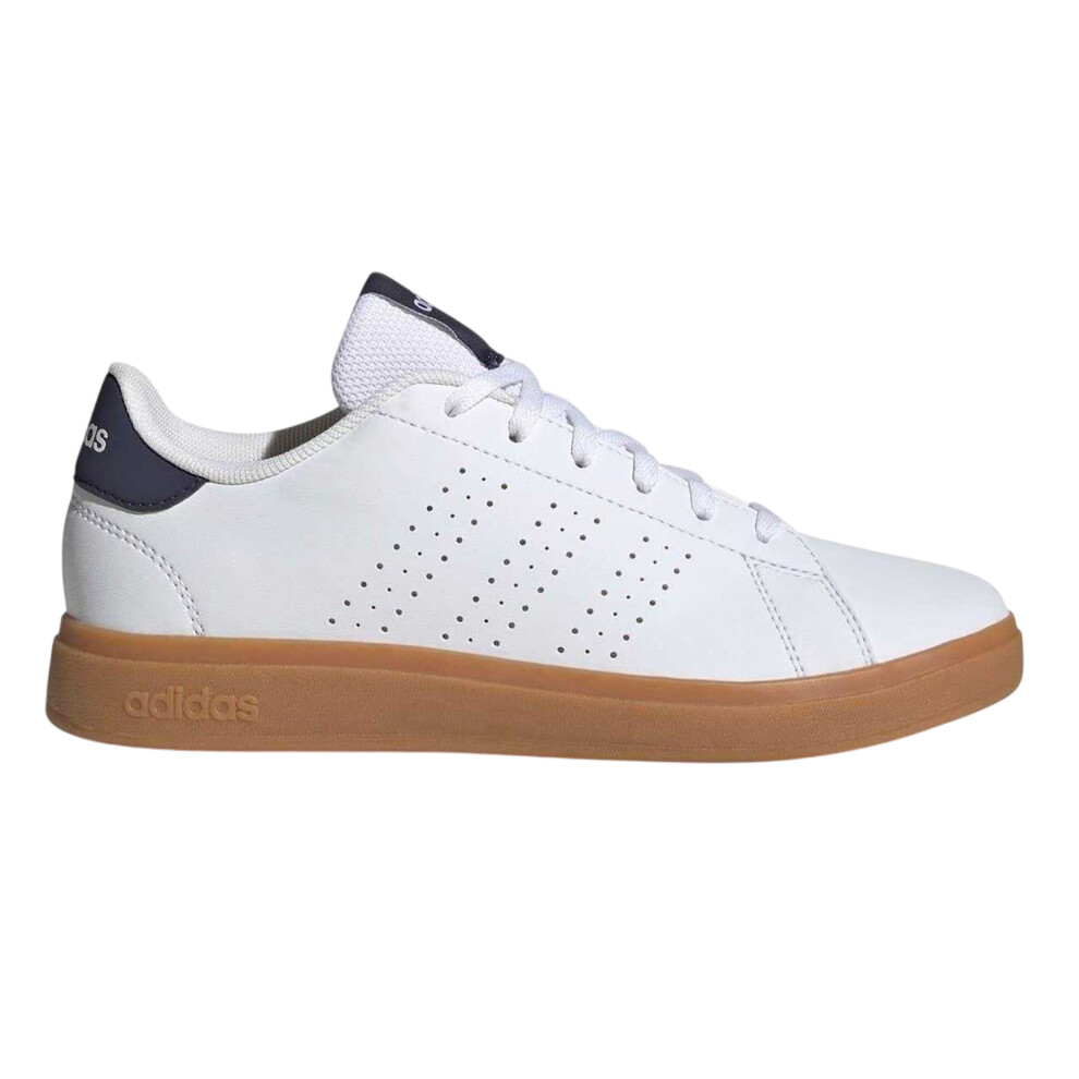 Adidas (3 Uk, White/Navy/Gum) Childrens/Kids Advantage Flat Trainers