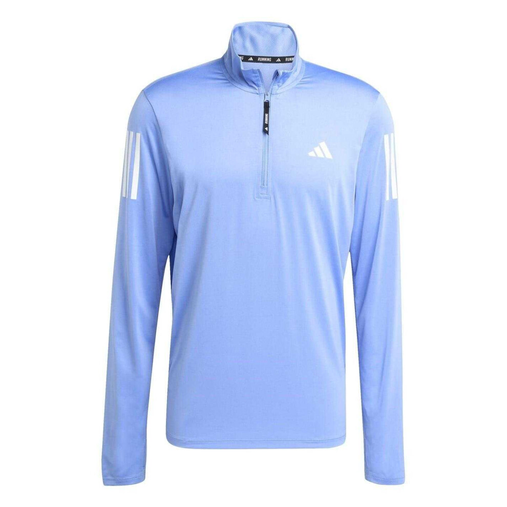 Adidas (L, Blue) Mens Own The Run Half Zip Running T-Shirt