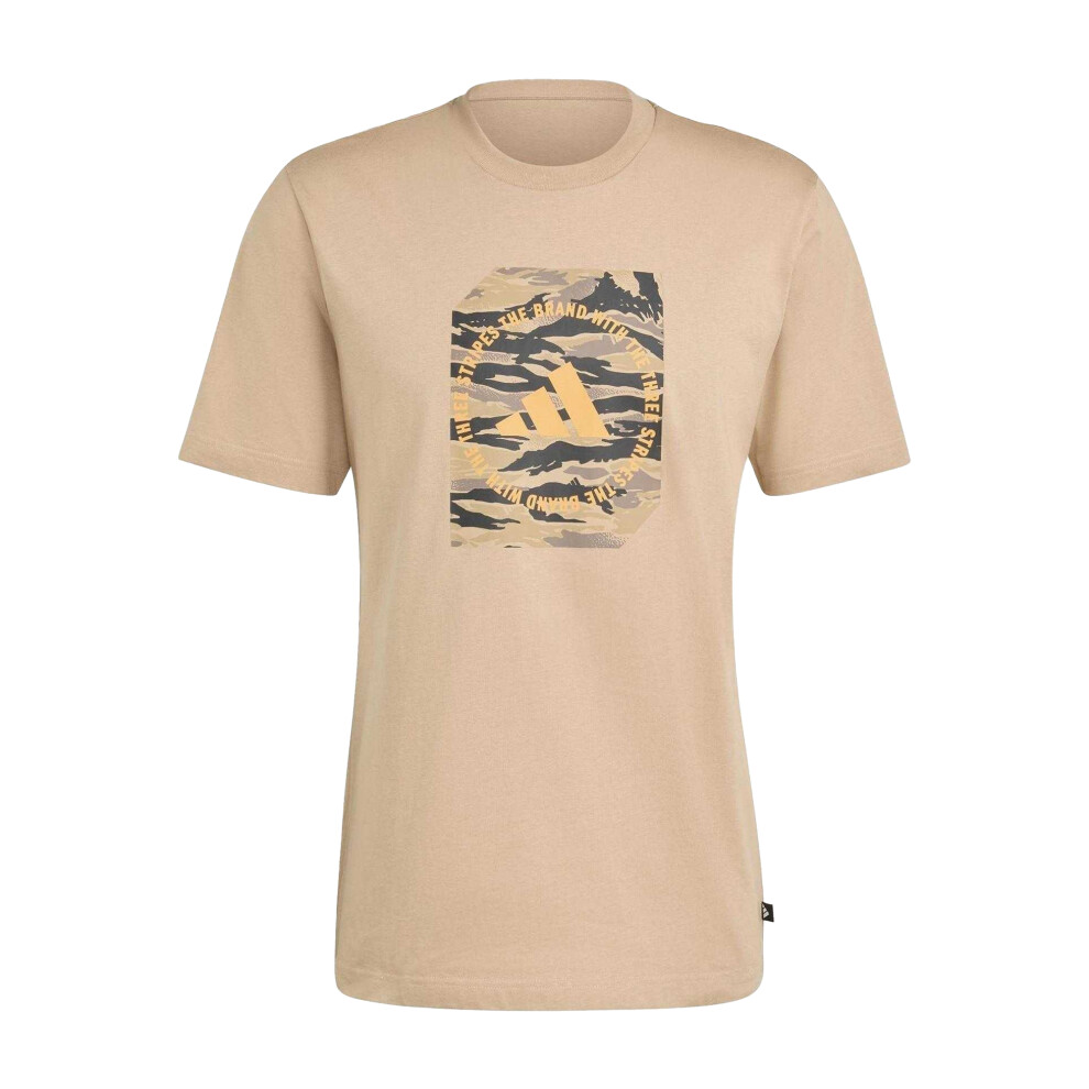 Adidas (Xxl, Sand) Mens Logo Cotton T-Shirt