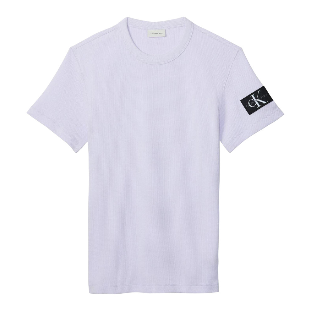Calvin Klein (M, Lilac) Mens Waffle Boxy T-Shirt