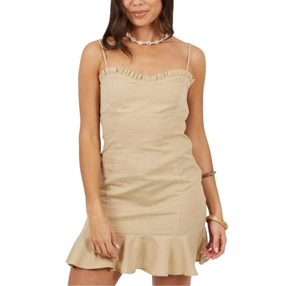 Brave Soul (14 Uk, Sand) Womens/Ladies Mini Sweetheart Slim Slip Dress