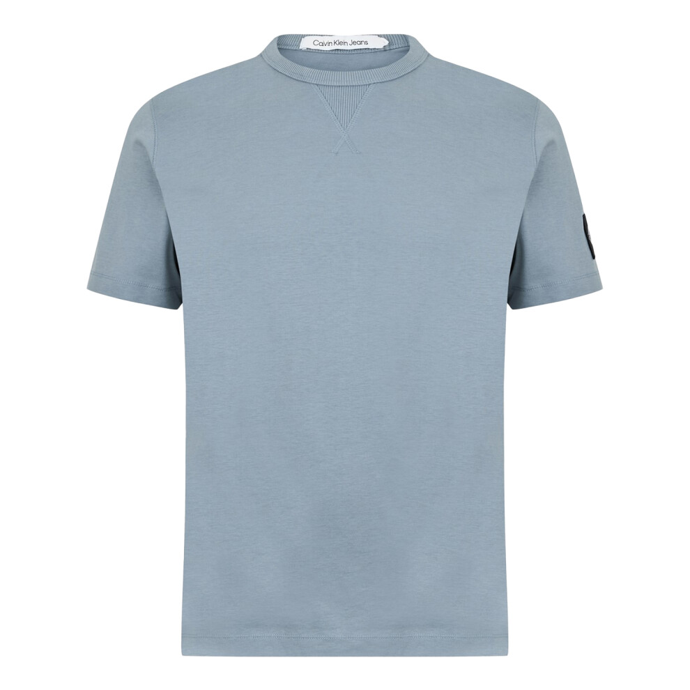 Calvin Klein (M, Overcast Grey) Mens Badge Crew Neck Regular T-Shirt
