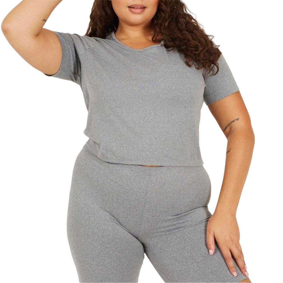 Brave Soul (20 Uk, Grey Marl) Womens/Ladies Plain Plus Crop T-Shirt