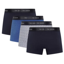 (L, Navy/Multicoloured) Ted Baker Mens Plain Boxer Shorts (Pack of 4)