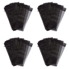 120 Pièces Séries Sacs de Bouteille de Vin En Organza Noir, Pochettes-Cadeaux de Bouteille En Maille Transparente Couvre-Vin Robes avec Cordon pour