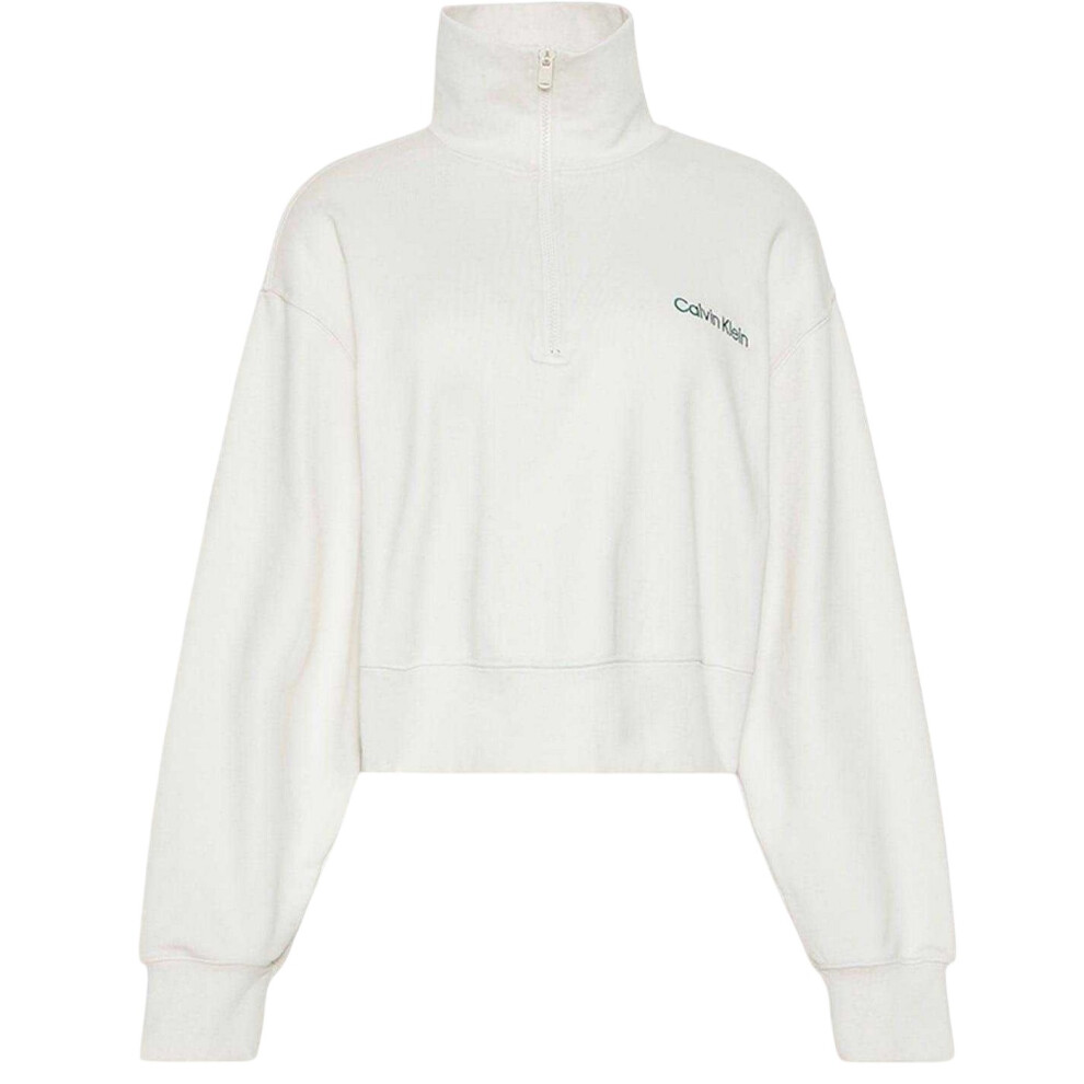 Calvin Klein (12 Uk, Chalk) Womens/Ladies Embroidered Logo Fleece Sweatshirt