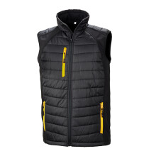 (4XL, Black/Yellow) Result Mens Black Compass Padded Soft Shell Gilet