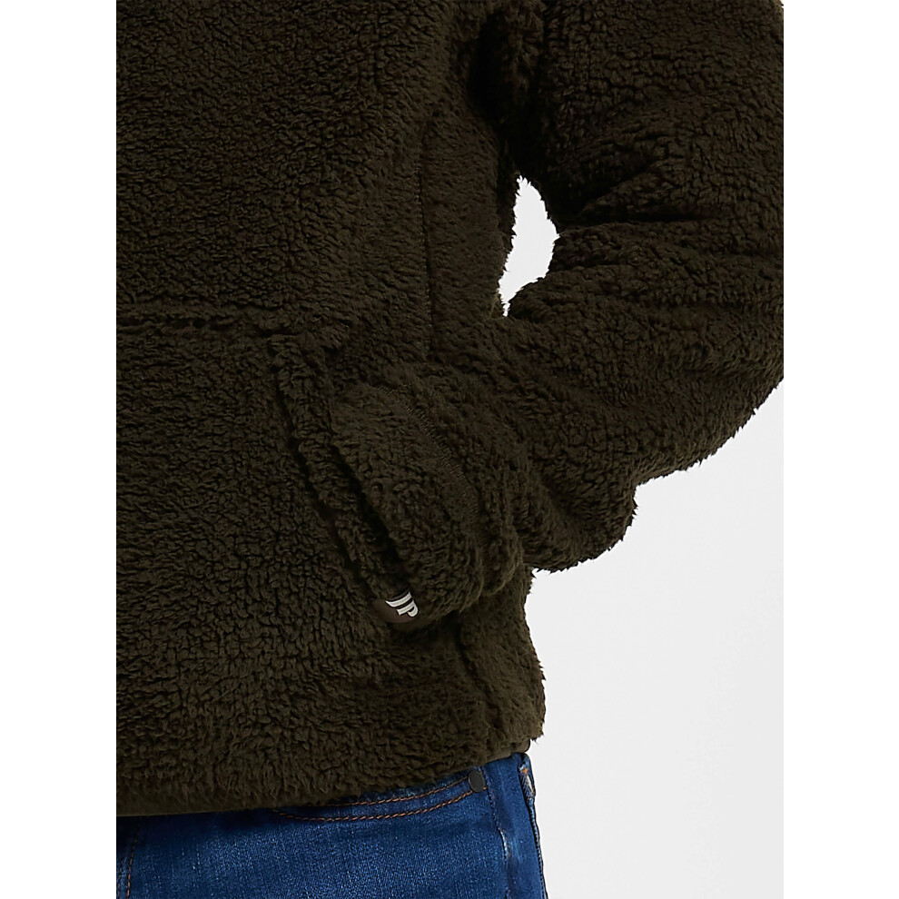 Jack Pyke Childrens Junior Sherpa Fleece Hoodie Dark Olive Xs