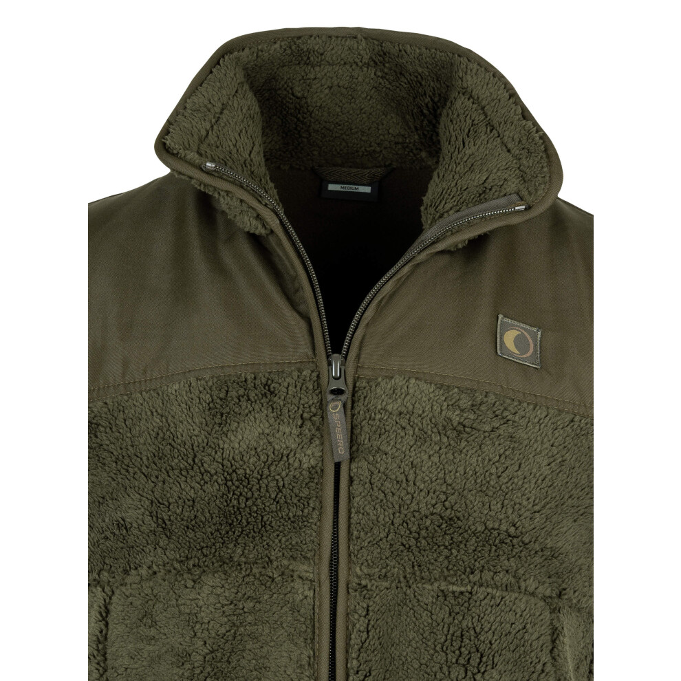 Speero Sherpa Fleece Gilet For Men Dark Olive Small