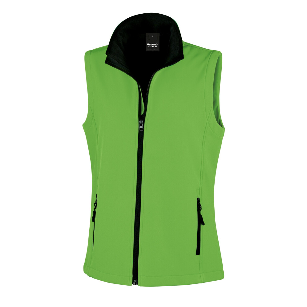 (2XL, Vivid Green / Black) Result Core Womens/Ladies Printable Softshell Bodywarmer