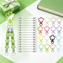 DIY-Schlüsselanhänger-Set mit Perlen, Leere Perlenstange in Zufälliger Farbe, Blumenförmiges Schlüsselanhänger-Set Inklusive Kartonbeutel