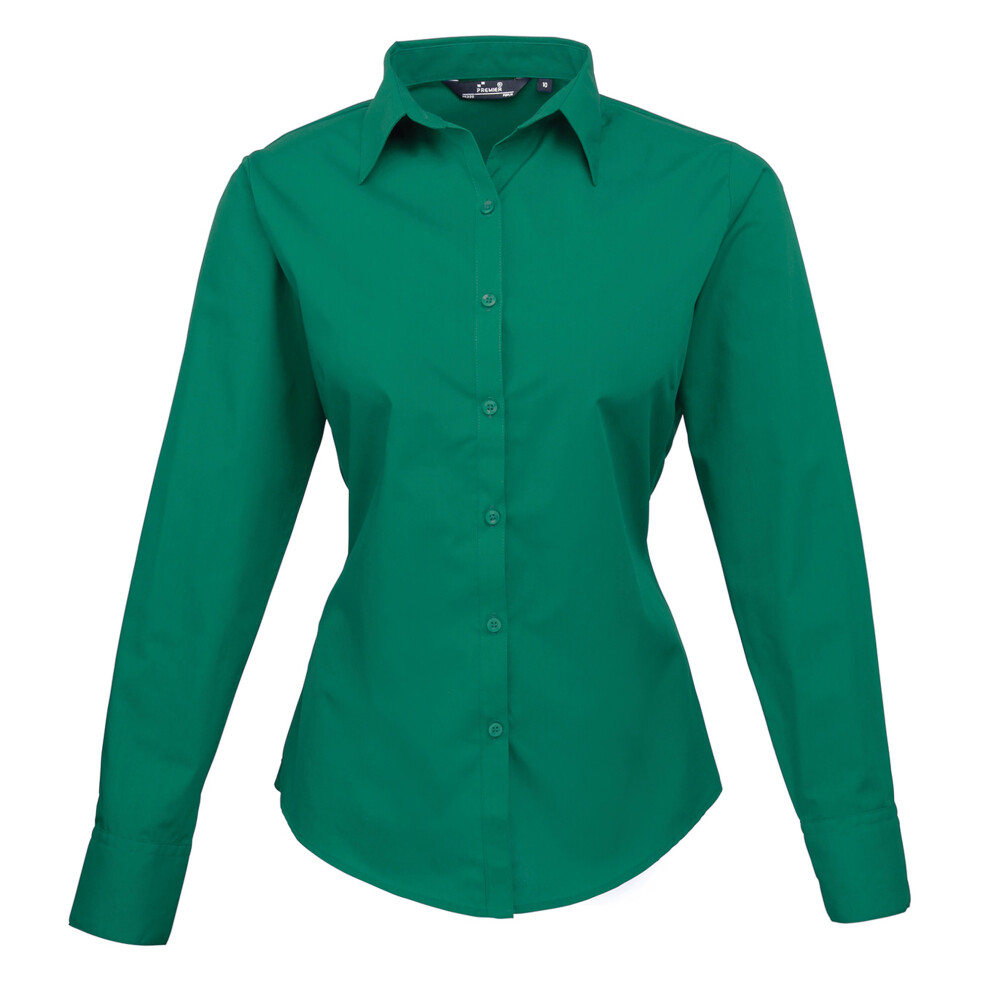 Premier (8, Emerald) Womens/Ladies Poplin Long-Sleeved Blouse