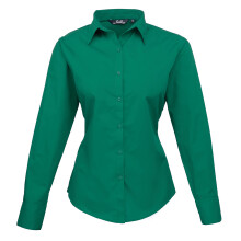 (12, Emerald) Premier Womens/Ladies Poplin Long-Sleeved Blouse