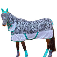 (84in, Black/White) Tempest Original Zeb-Tek Combo Neck Zebra Print Horse Fly Rug