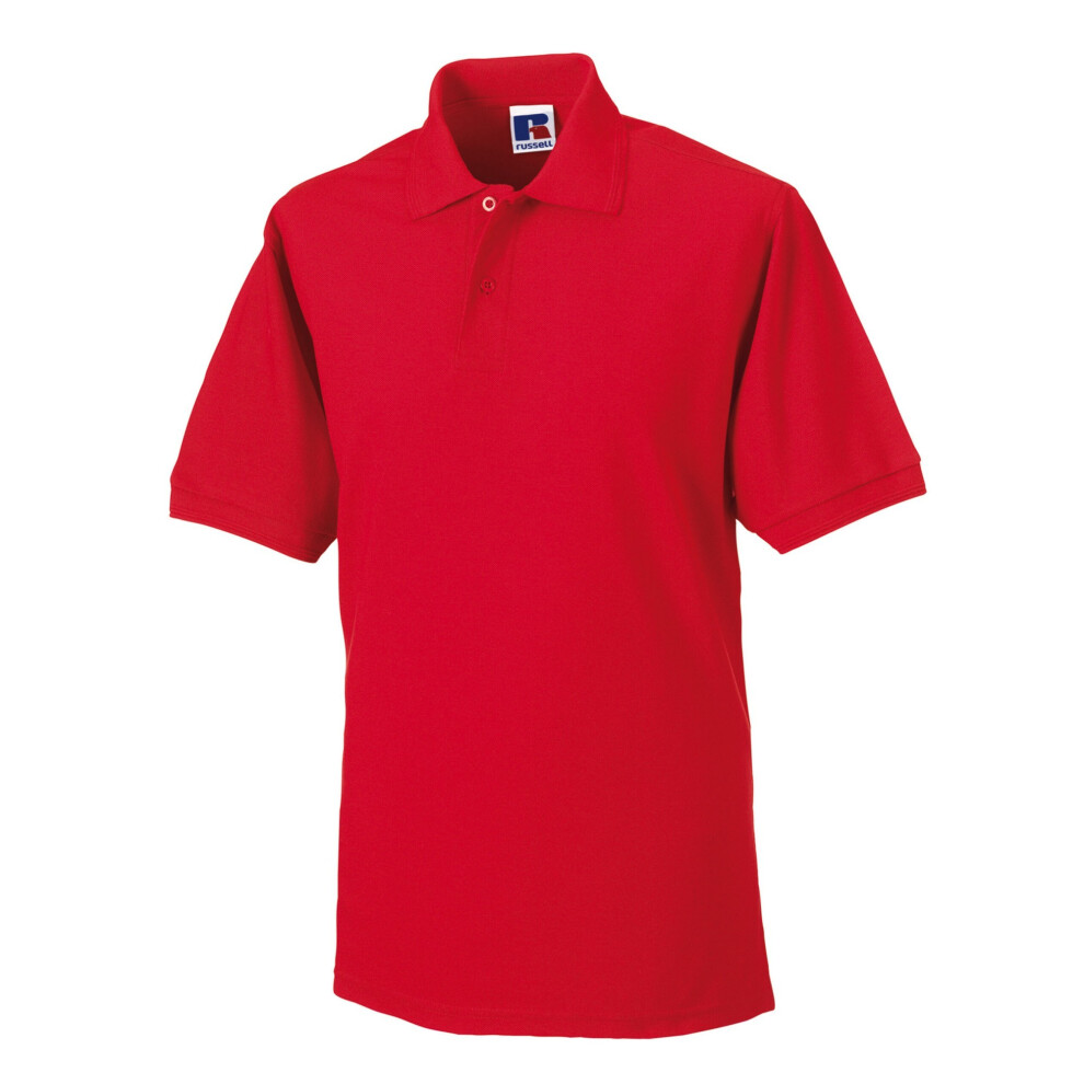 Russell (L, Bright Red) Mens Polycotton Pique Hardwearing Polo Shirt