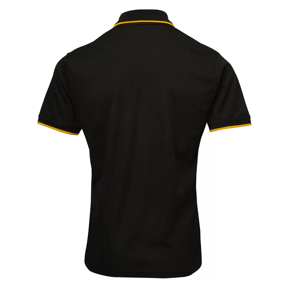 Premier (4Xl, Black/Sunflower) Mens Coolchecker Contrast Pique Polo Shirt