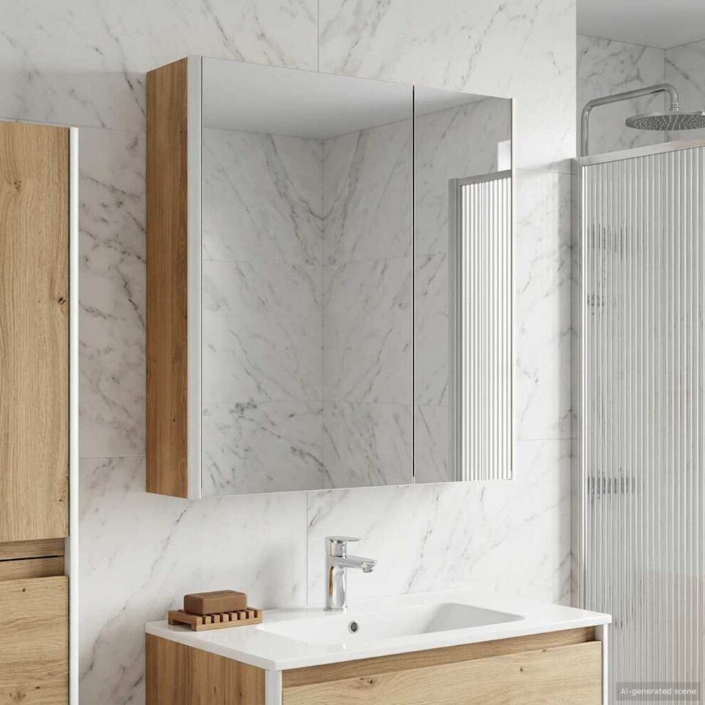Vidaxl Bathroom Mirror Cabinet Artisian Oak 63.5 X 15.5 X 70 Cm