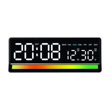 (Black Wwhite) LED Digital Alarm Clock Week Date Display Brightness Adjustment 2 Alarms DST Snooze Table Clock with Ambient Light USB Output