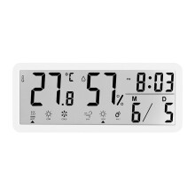 (White) Battery Powered LCD Digital Wall Clock Time Temperature Date Desktop Table Clock With USB Cable 12/24H LCD Clock for Living Room
