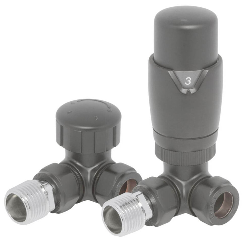 Towelrads Anthracite Straight TRV and Lockshield Set - 15mm x 1/2 inch - 6 Temperature Settings - Image 5