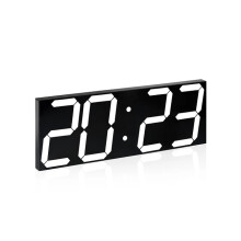 (White) Remote control clock wall living room with modern simple atmosphere decorative clock big digital led electronic watch wall