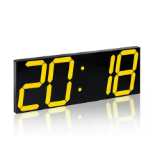 (Yellow) Remote control clock wall living room with modern simple atmosphere decorative clock big digital led electronic watch wall