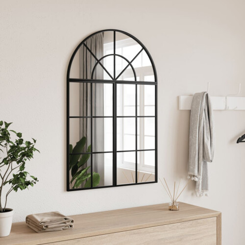 VidaXL vidaXL Wall Mirror Black 60x90 cm Arch Iron