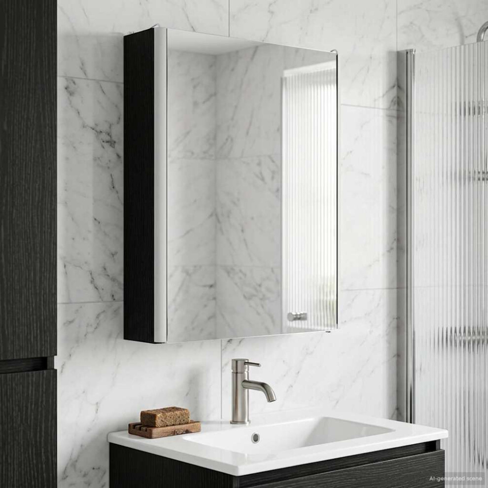 Vidaxl Bathroom Mirror Cabinet Black Oak 43 X 11.5 X 60.5 Cm