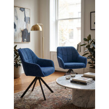 (Blue, Set of 6) GOEURVANT Swivel Dining Chairs - Chenille