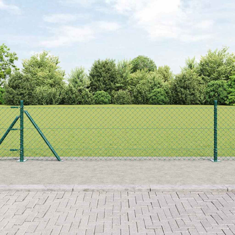 Vidaxl Welded Wire Fence With Concrete Base 25 X 0.6 M Green Mesh 8721158235626