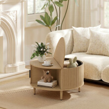 HOMCOM Coffee Table with Lift Top Sliding Door 80 cm Natural